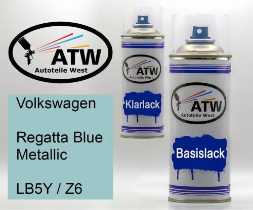 Volkswagen, Regatta Blue Metallic, LB5Y / Z6: 400ml Sprühdose + 400ml Klarlack - Set, von ATW Autoteile West.